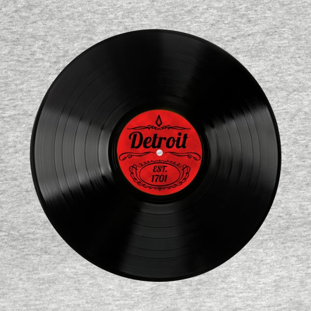 Detroit Gift Retro Musical Art Vintage Vinyl Record Design by Tennessee Design Studio